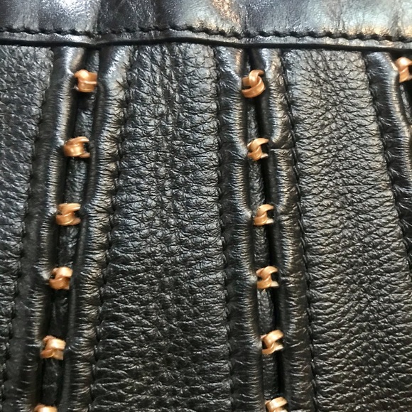 MAXX New York beaded leather bag. HUGE edgy tote - Picture 4 of 14